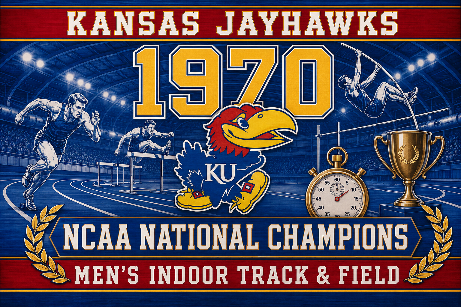 Kansas Jayhawks 1970 NCAA Indoor Track & Field Champions Poster