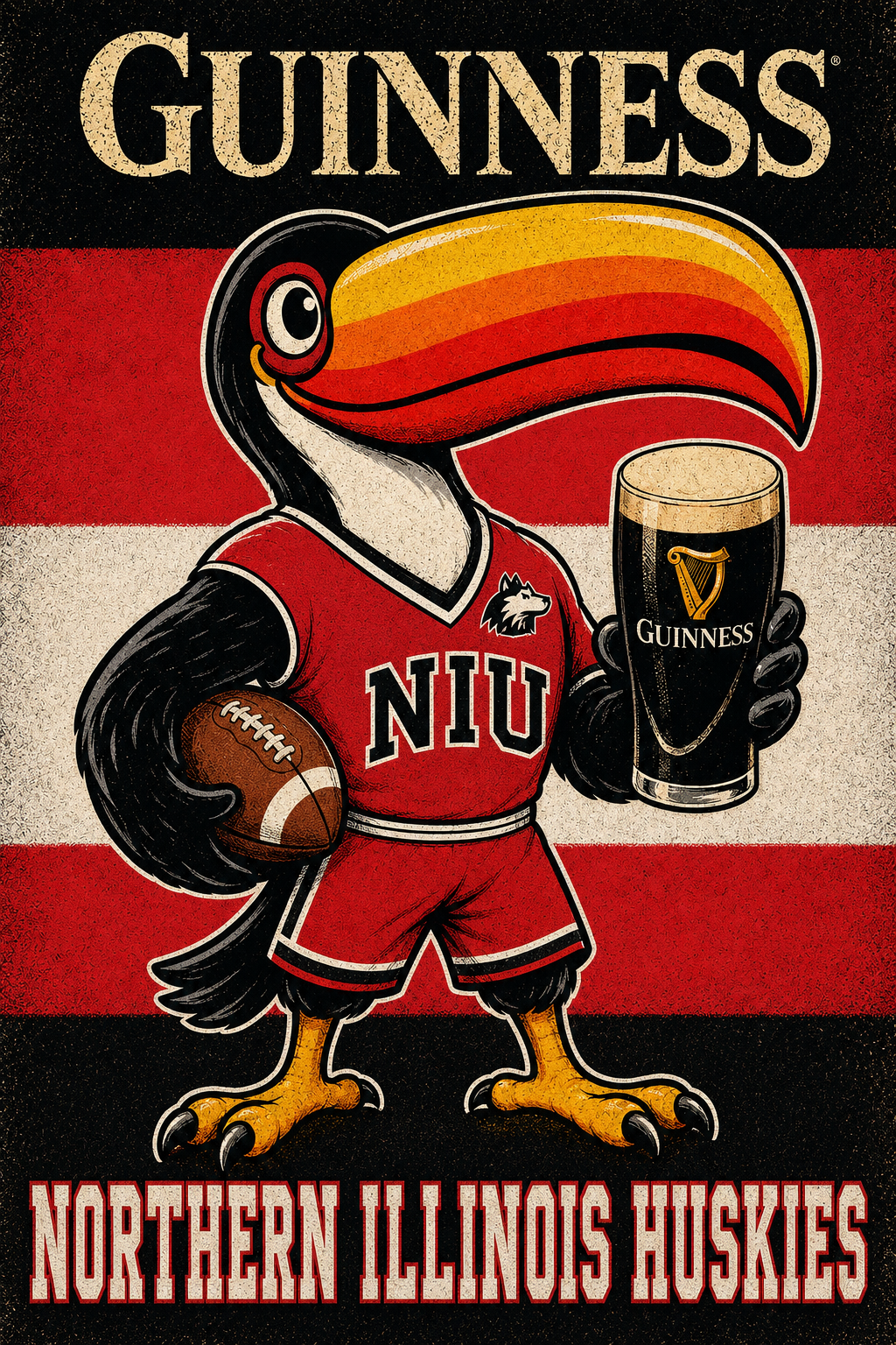Guinness NIU Huskies Toucan Football Wall Art