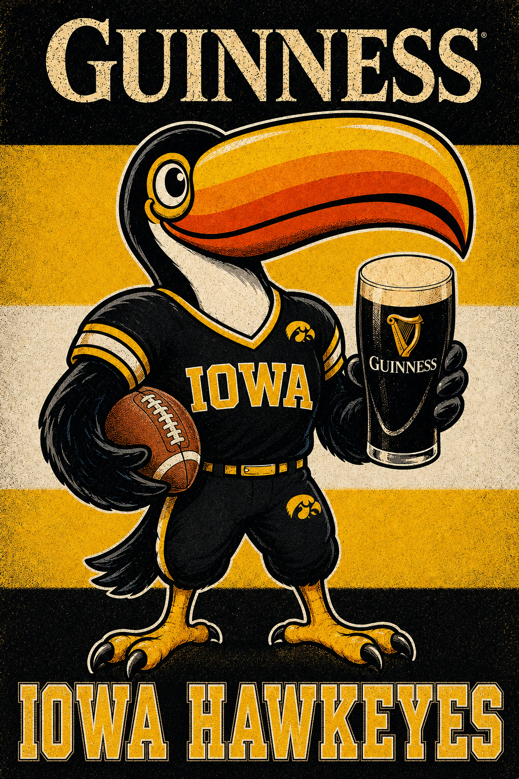 Guinness Toucan Iowa Hawkeyes Football Wall Art Print