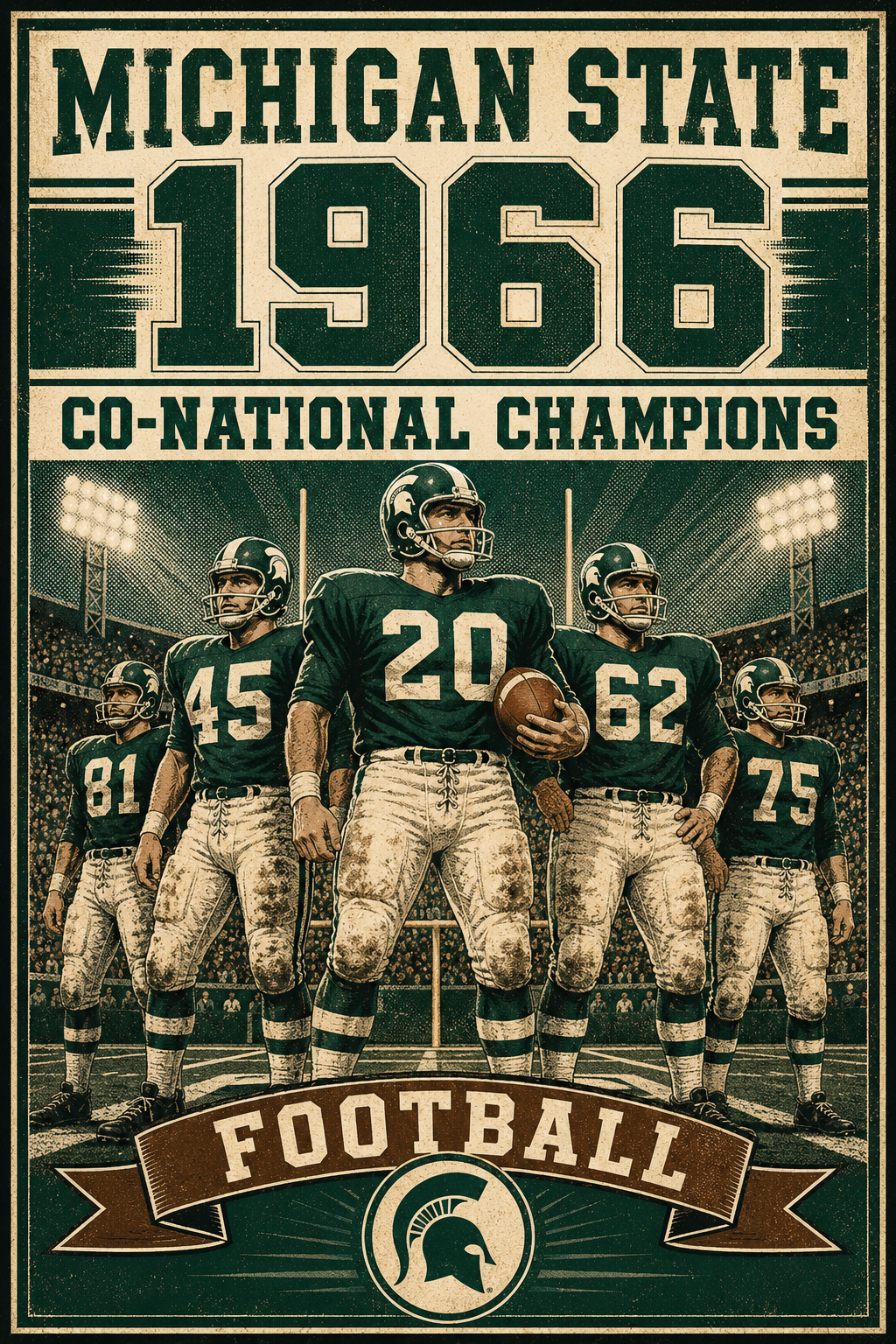 Michigan State 1966 Co-National Champions Football Wall Art