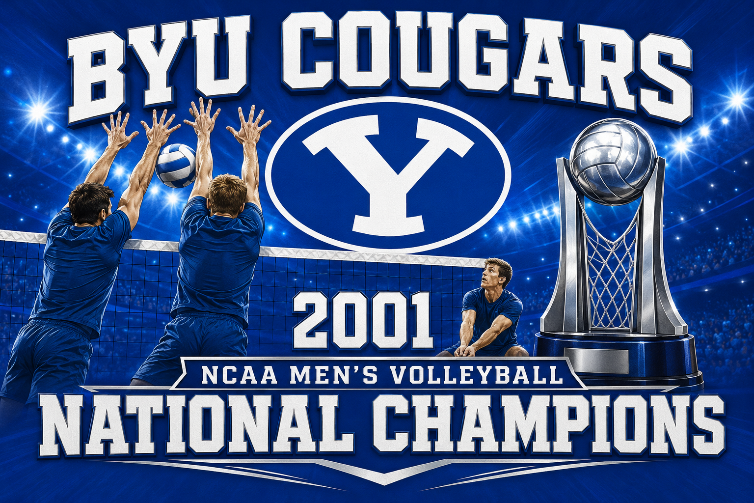 BYU Cougars 2001 Men’s Volleyball National Champions Wall Art