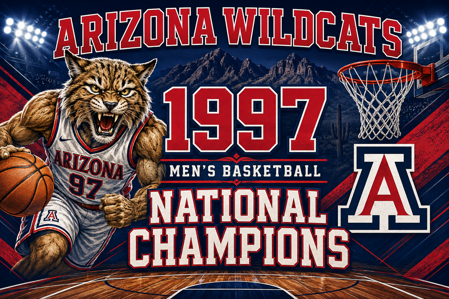 Arizona Wildcats 1997 Men’s Basketball Champions Wall Art