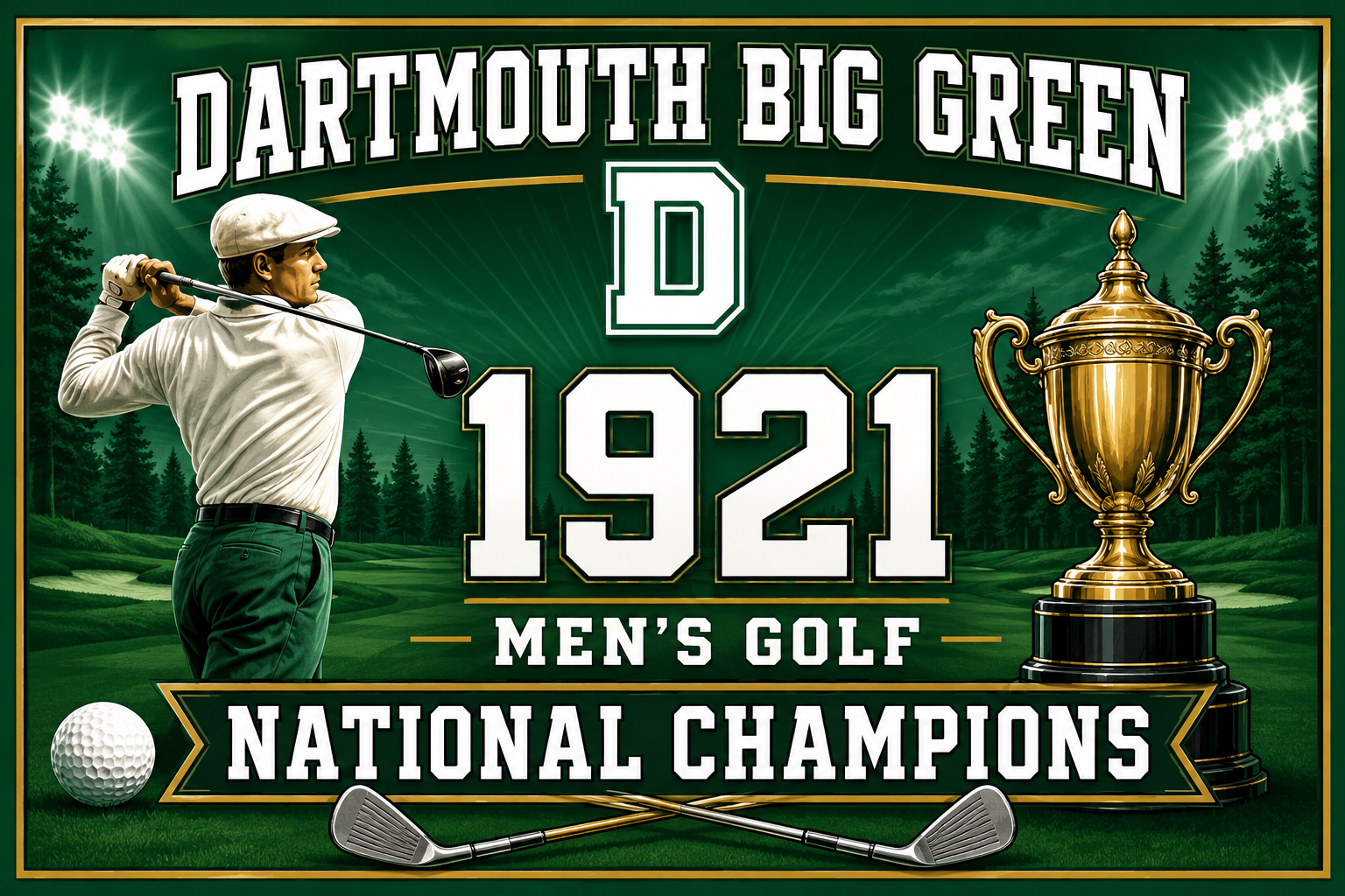 Dartmouth Big Green 1921 Men’s Golf National Champions Wall Art