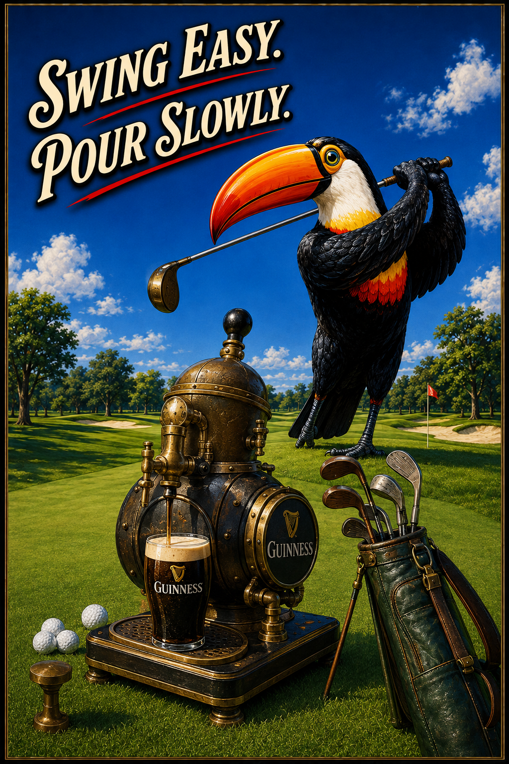 Swing Easy Pour Slowly Toucan Golf Beer Wall Art