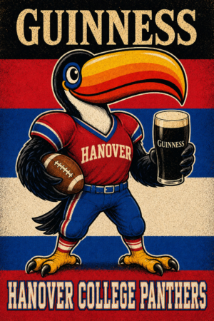 Hanover College Panthers Toucan Football Guinness-Style Poster