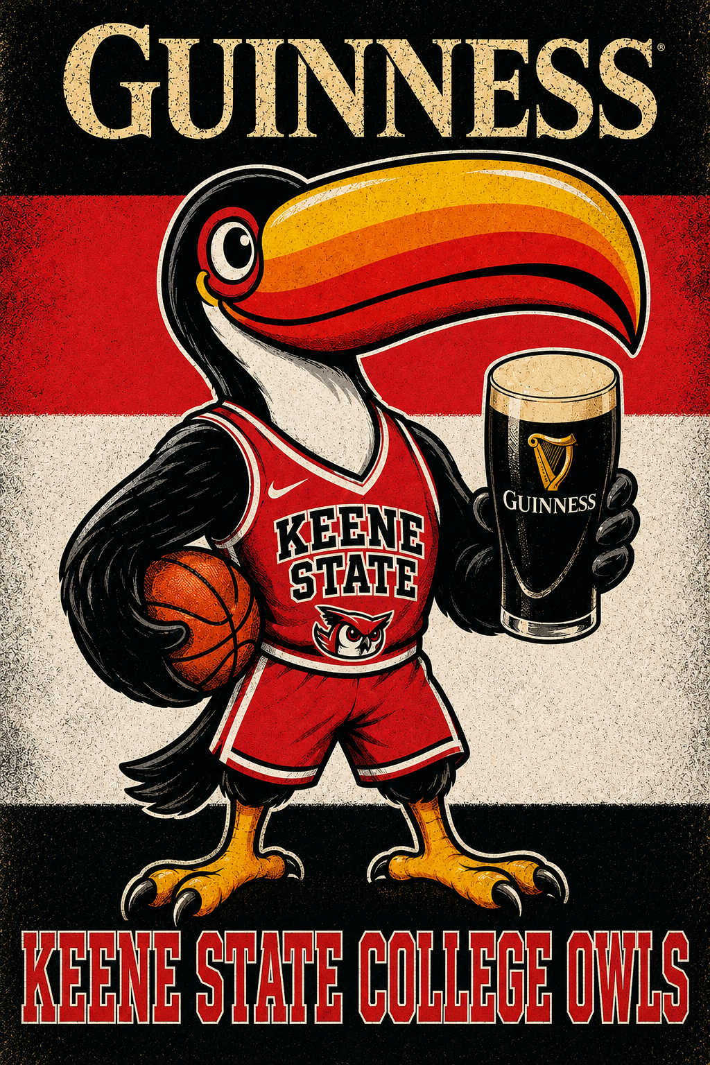 Guinness Toucan & Keene State Owls Basketball Poster