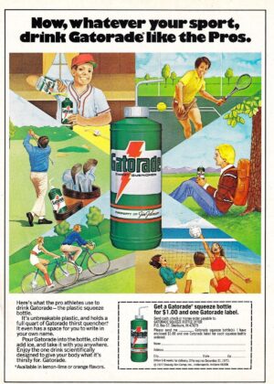1977 Gatorade Sports Squeeze Bottle Vintage Advertisement