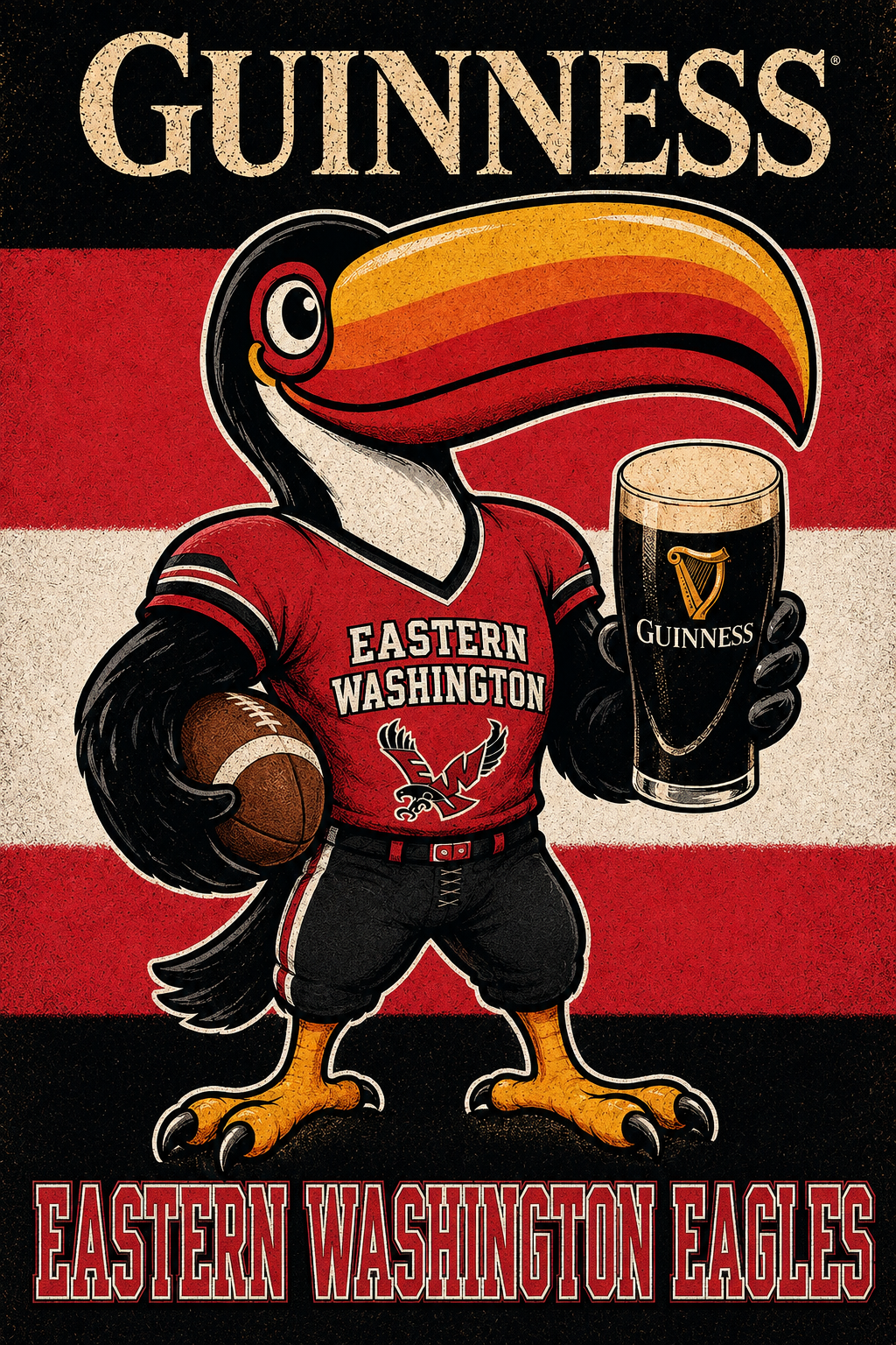 Guinness Eastern Washington Eagles Football Mascot Wall Art