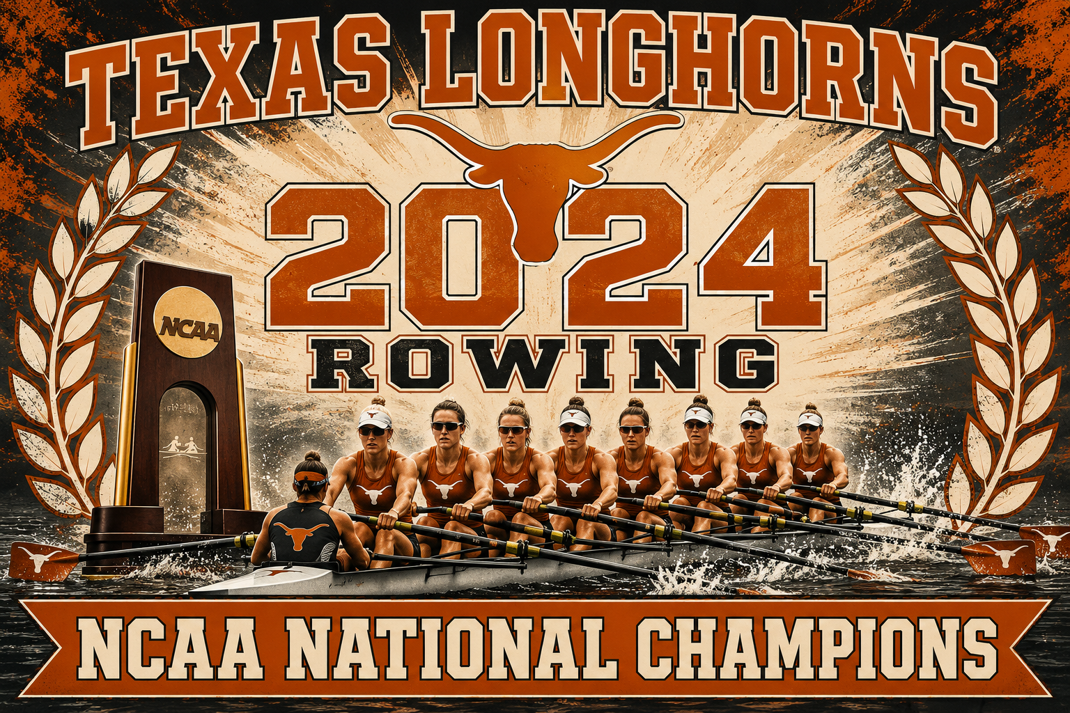 Texas Longhorns 2024 Rowing Championship Wall Art