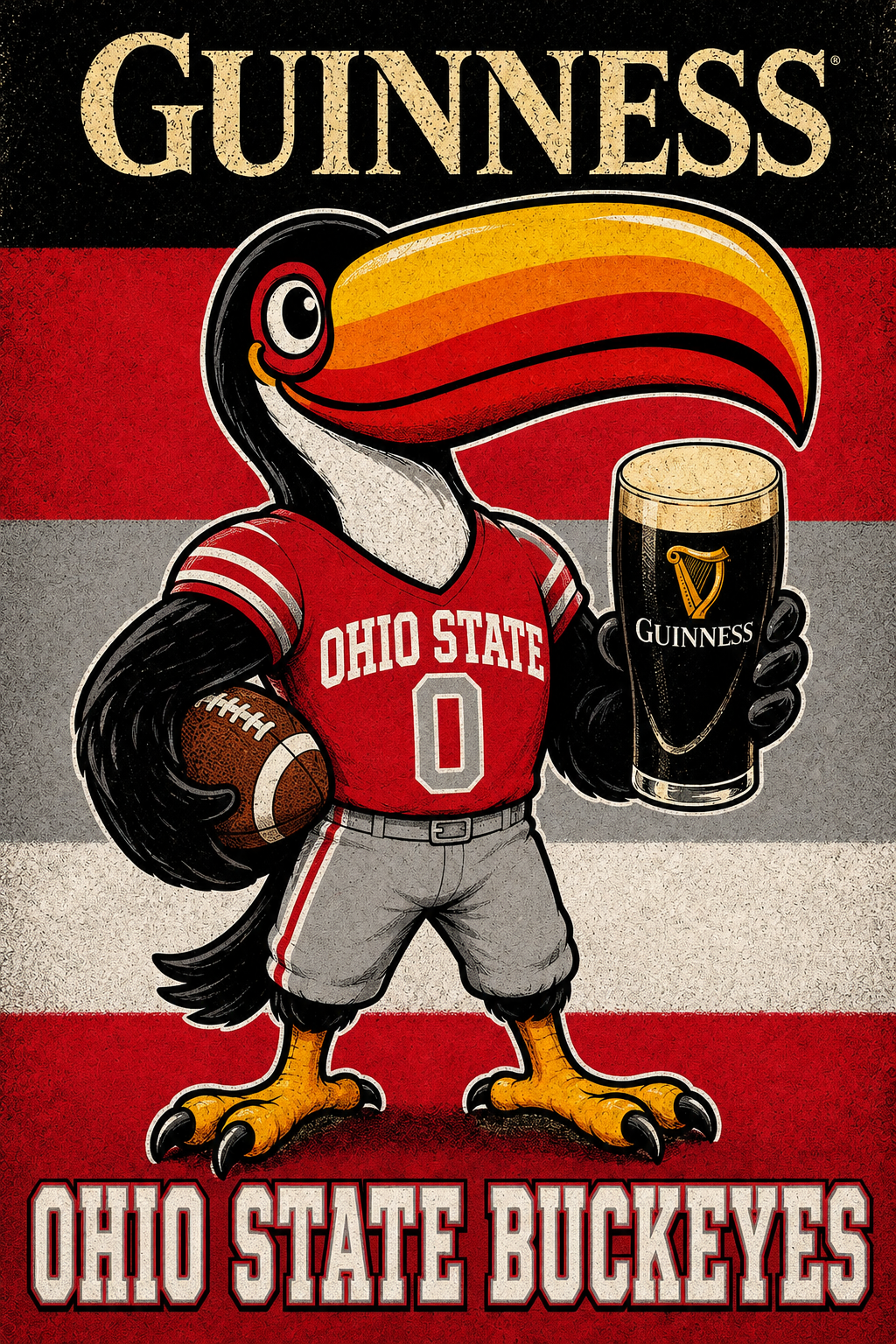 Guinness-Inspired Ohio State Buckeyes Toucan Wall Art