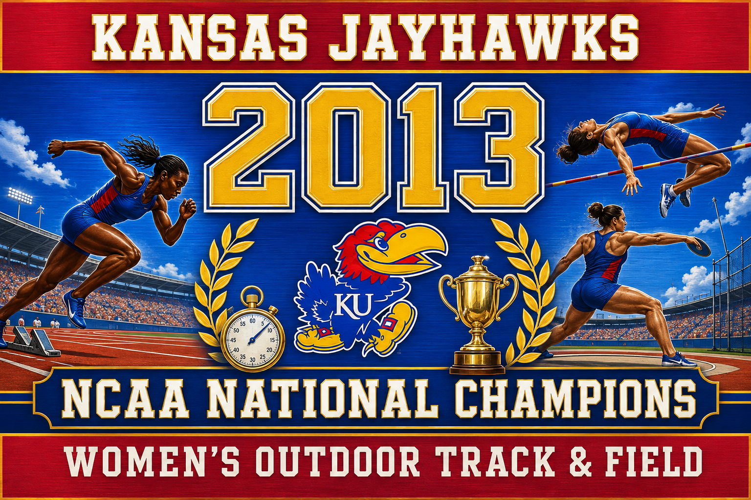 Kansas Jayhawks 2013 Women’s Track & Field Champions Wall Art