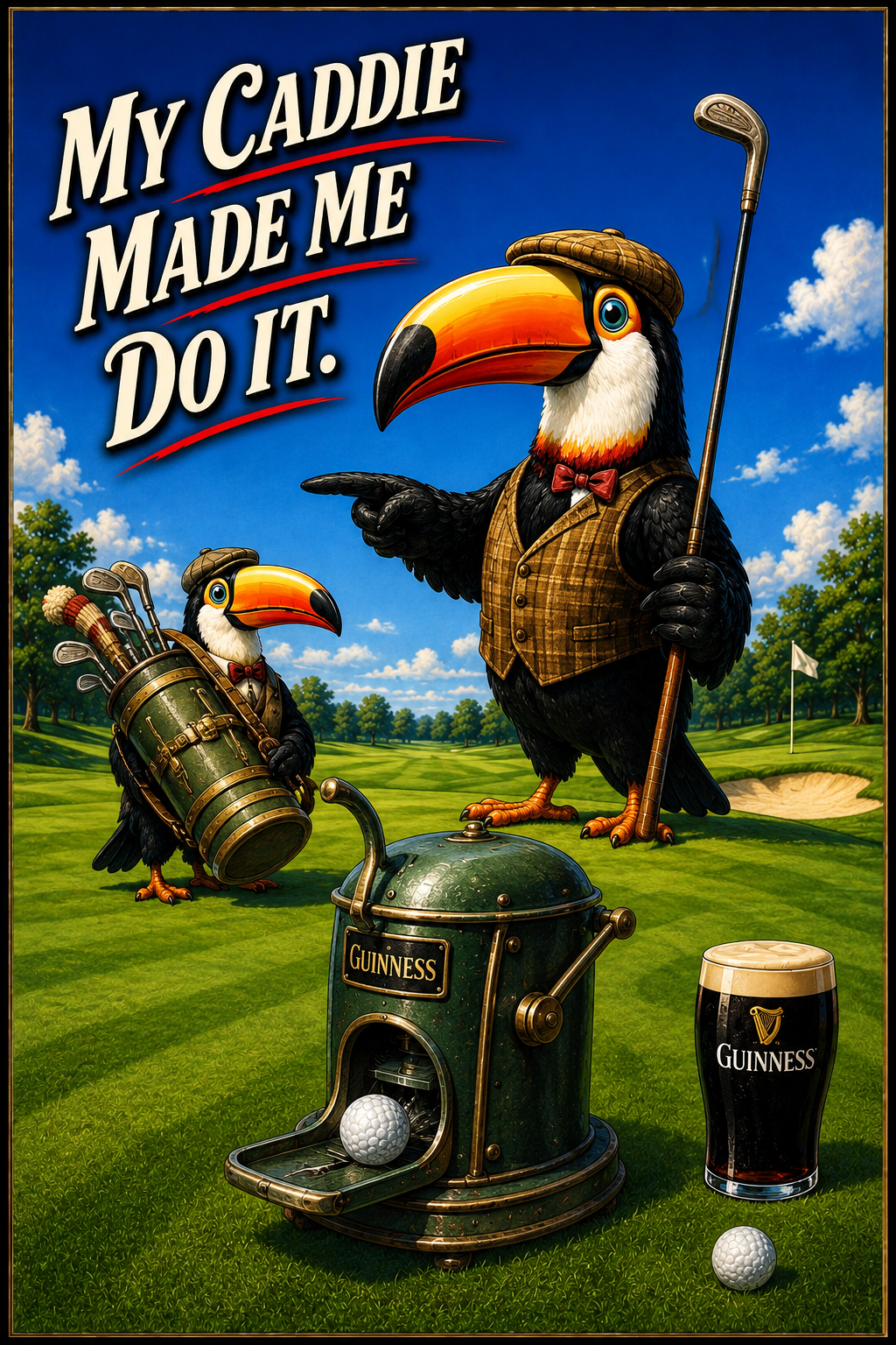 My Caddie Made Me Do It Toucan Golf Wall Art