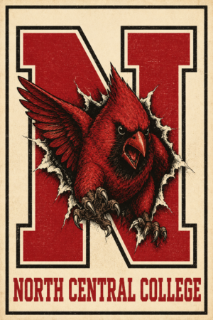 North Central College Cardinal Distressed-Style Wall Art