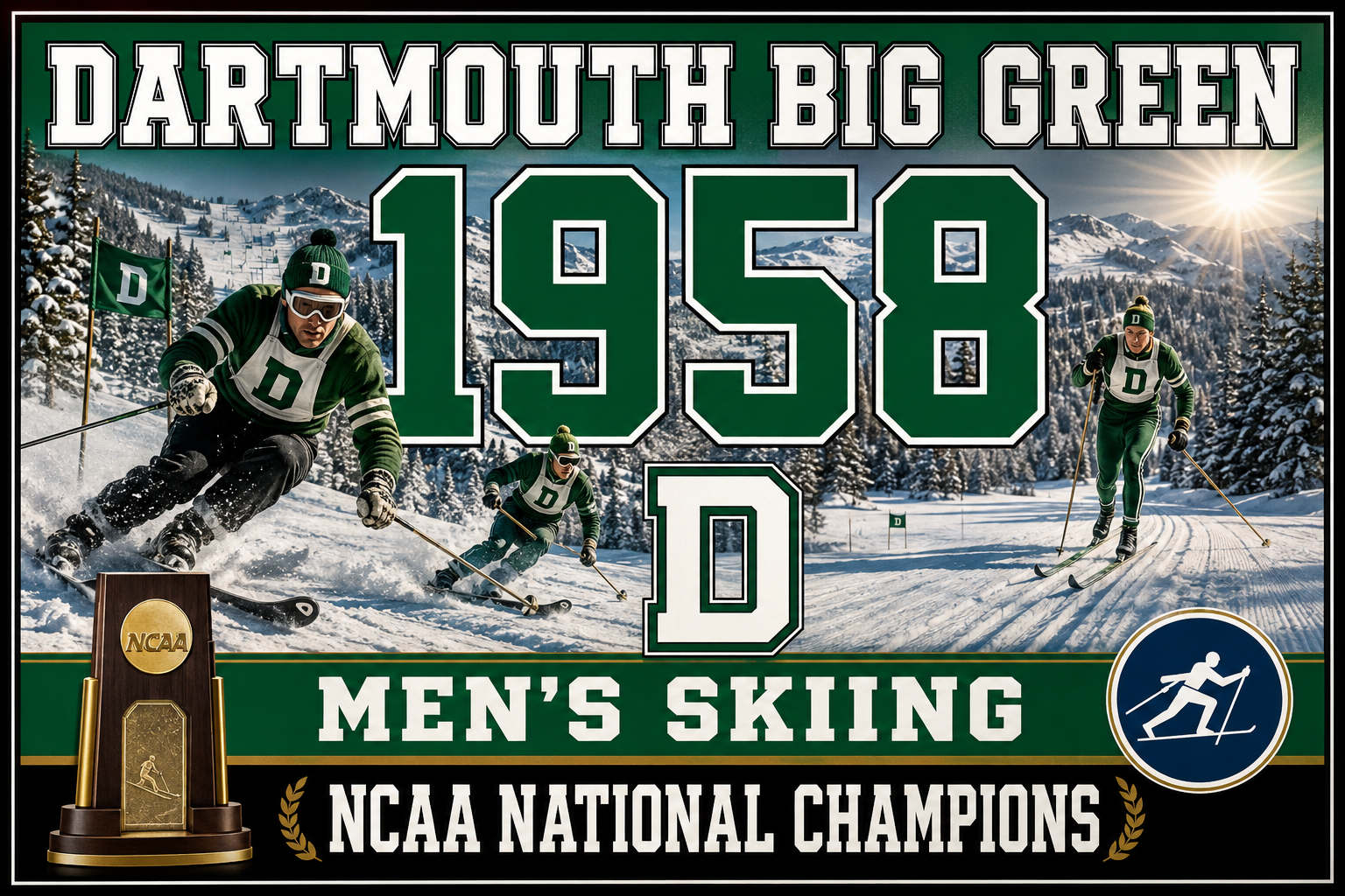 Dartmouth Big Green 1958 Men’s Skiing Championship Wall Art