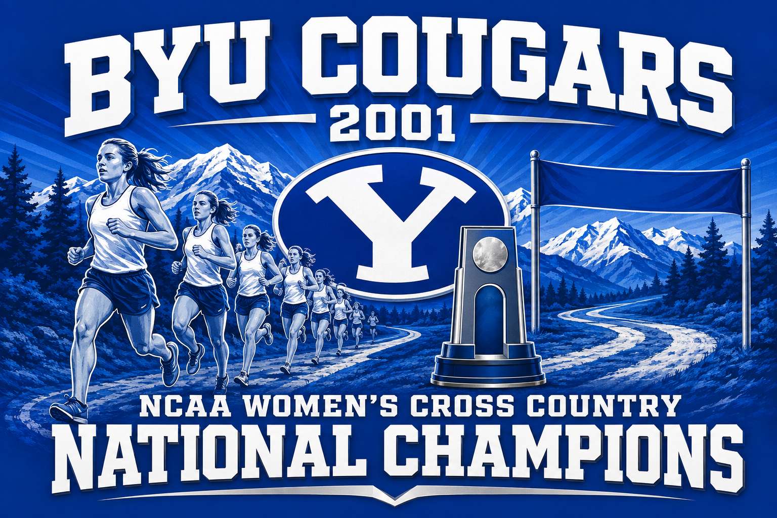 BYU Cougars 2001 Women’s Cross Country Champions Wall Art