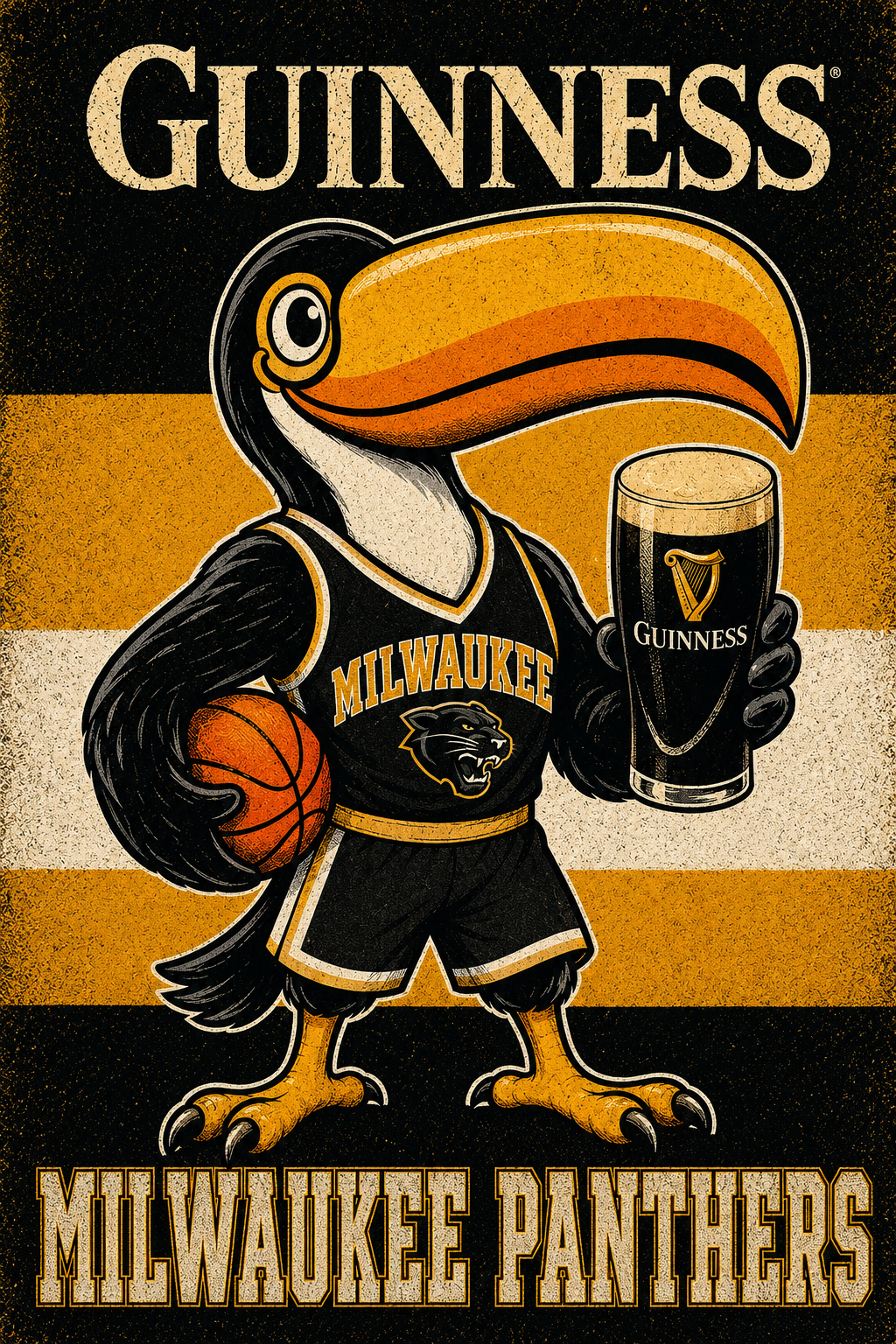 Milwaukee Panthers Toucan Basketball Guinness-Style Wall Art