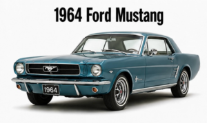 1964 Ford Mustang Blue Classic Car Print