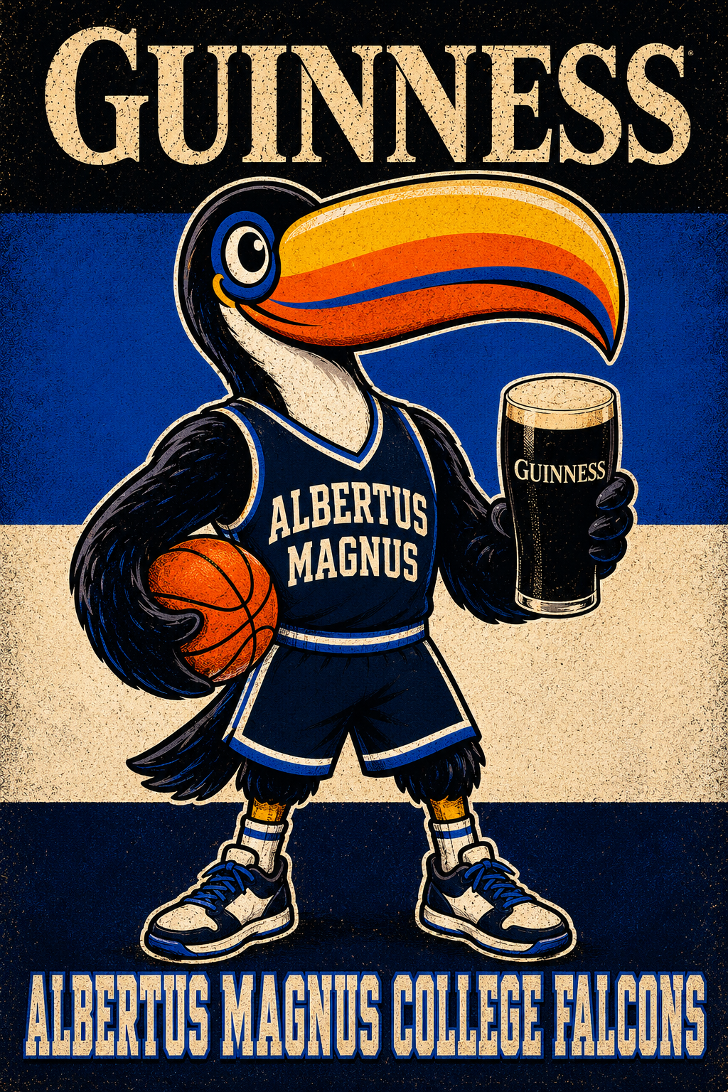 Albertus Magnus College Falcons Toucan Basketball Wall Art