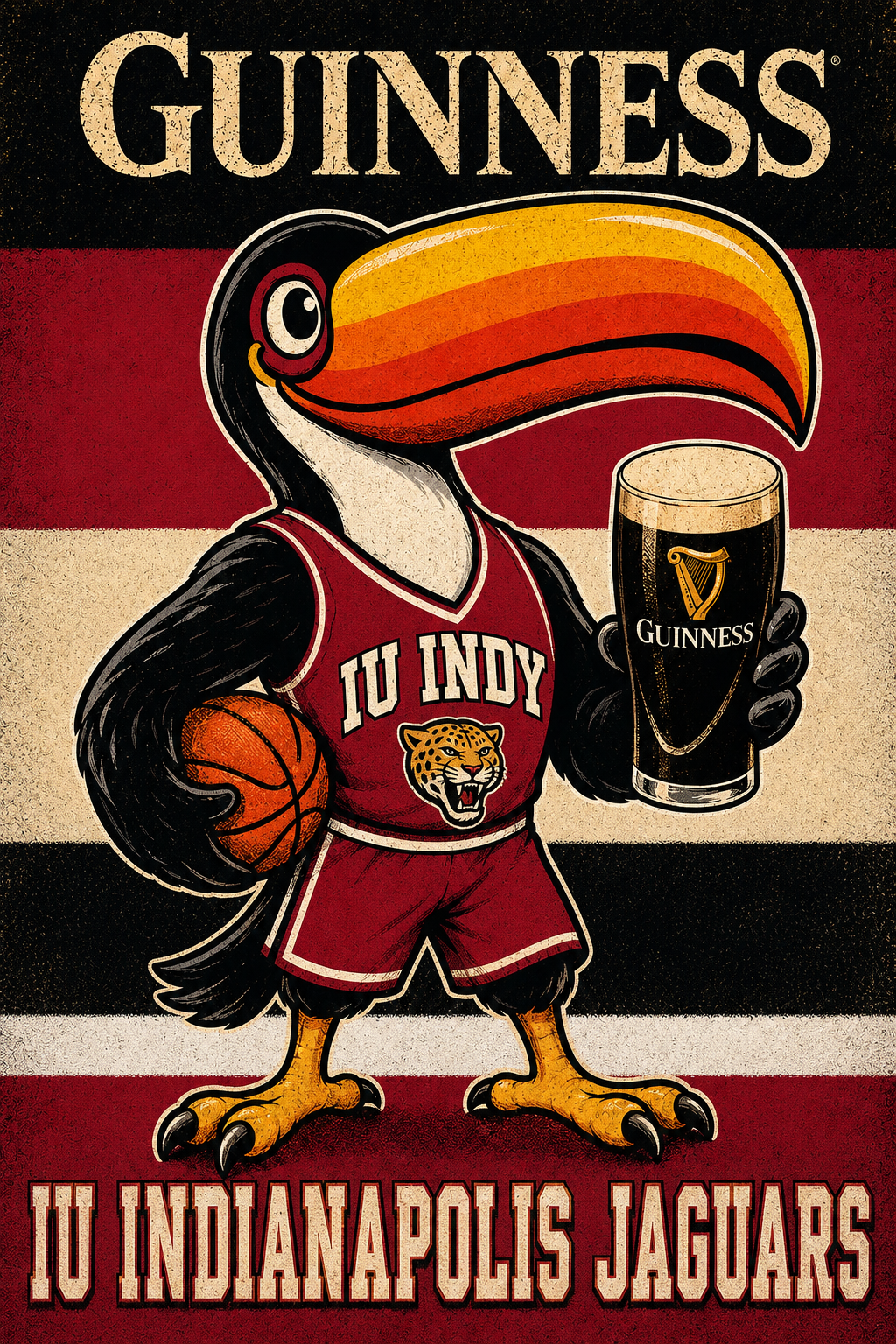 Guinness Toucan IU Indianapolis Jaguars Basketball Poster