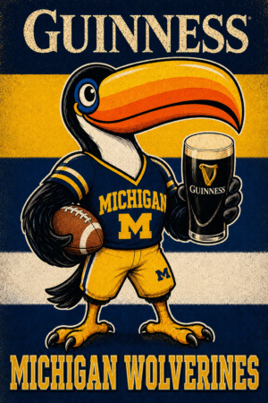Guinness Michigan Wolverines Toucan Football Wall Art