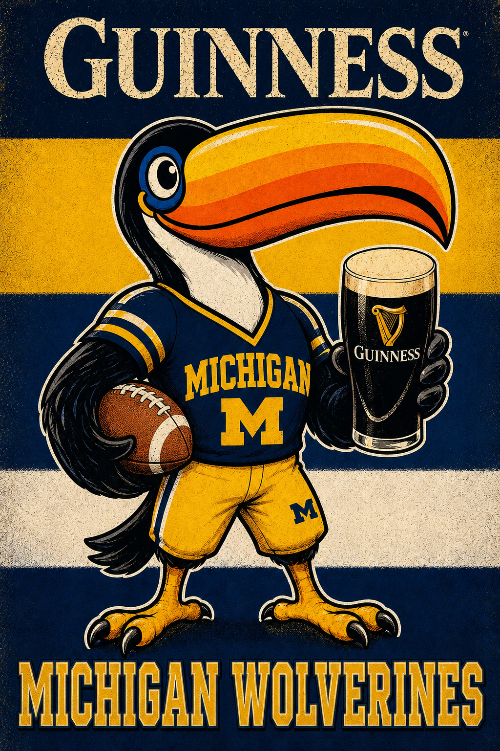 Guinness Michigan Wolverines Toucan Football Wall Art