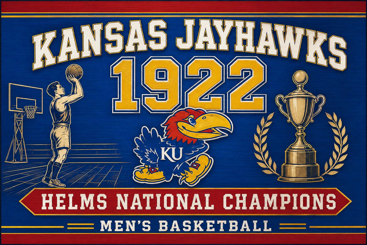 Kansas Jayhawks 1922 Men’s Basketball Championship Wall Art