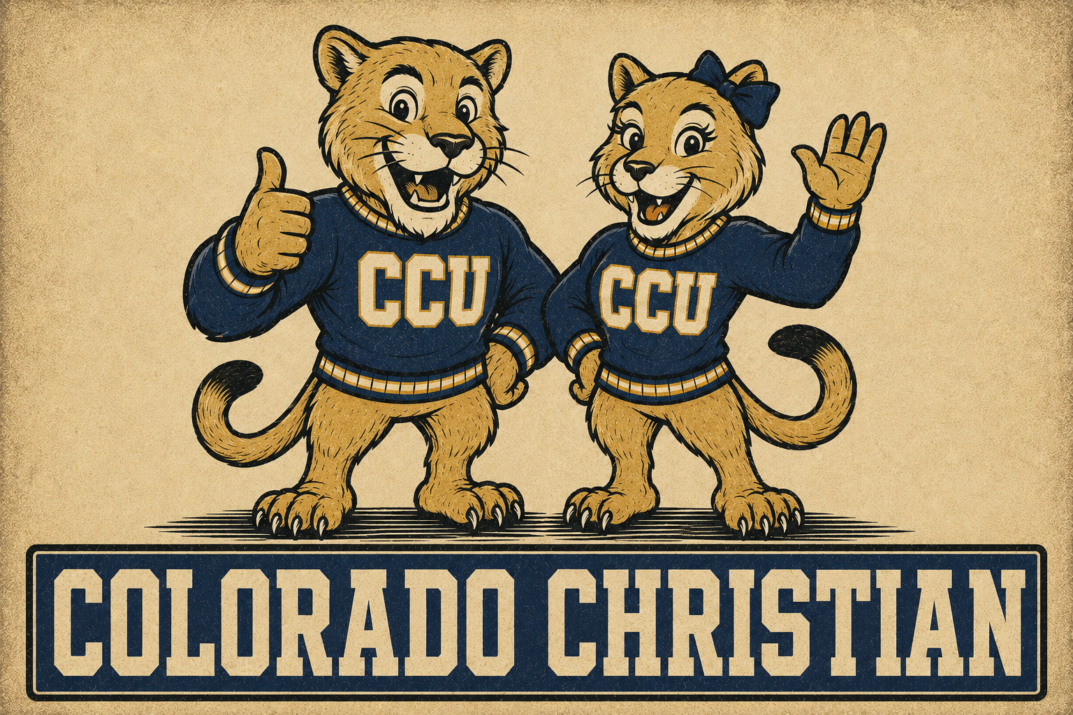 Colorado Christian Cougar Mascots CCU Wall Art Print