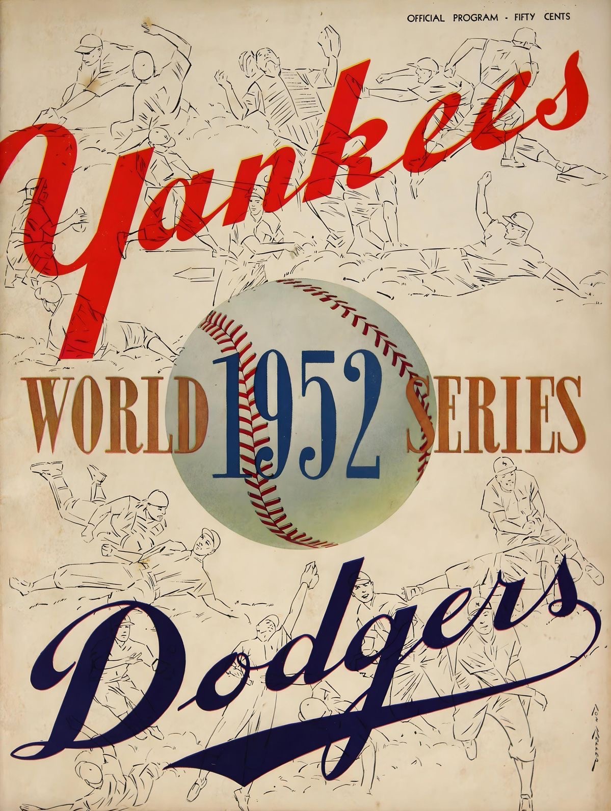 1952 World Series Dodgers Baseball Program Cover