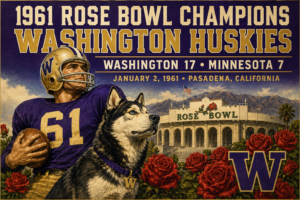 1961 Rose Bowl Champions Washington Huskies Vintage-Style Wall Art