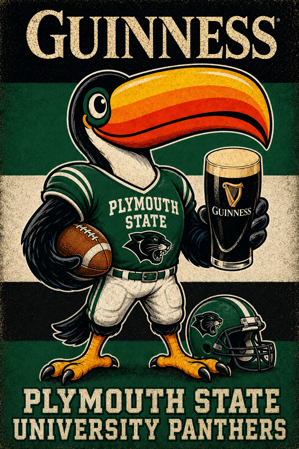 Plymouth State Panthers Toucan Guinness-Themed Wall Art