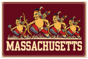 Massachusetts Cartoon Warriors Vintage-Style Wall Sign