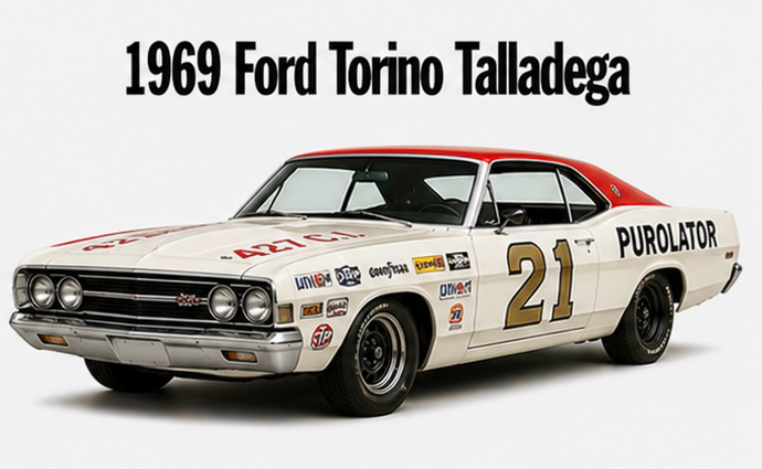 1969 Ford Torino Talladega #21 Racing Car Wall Art