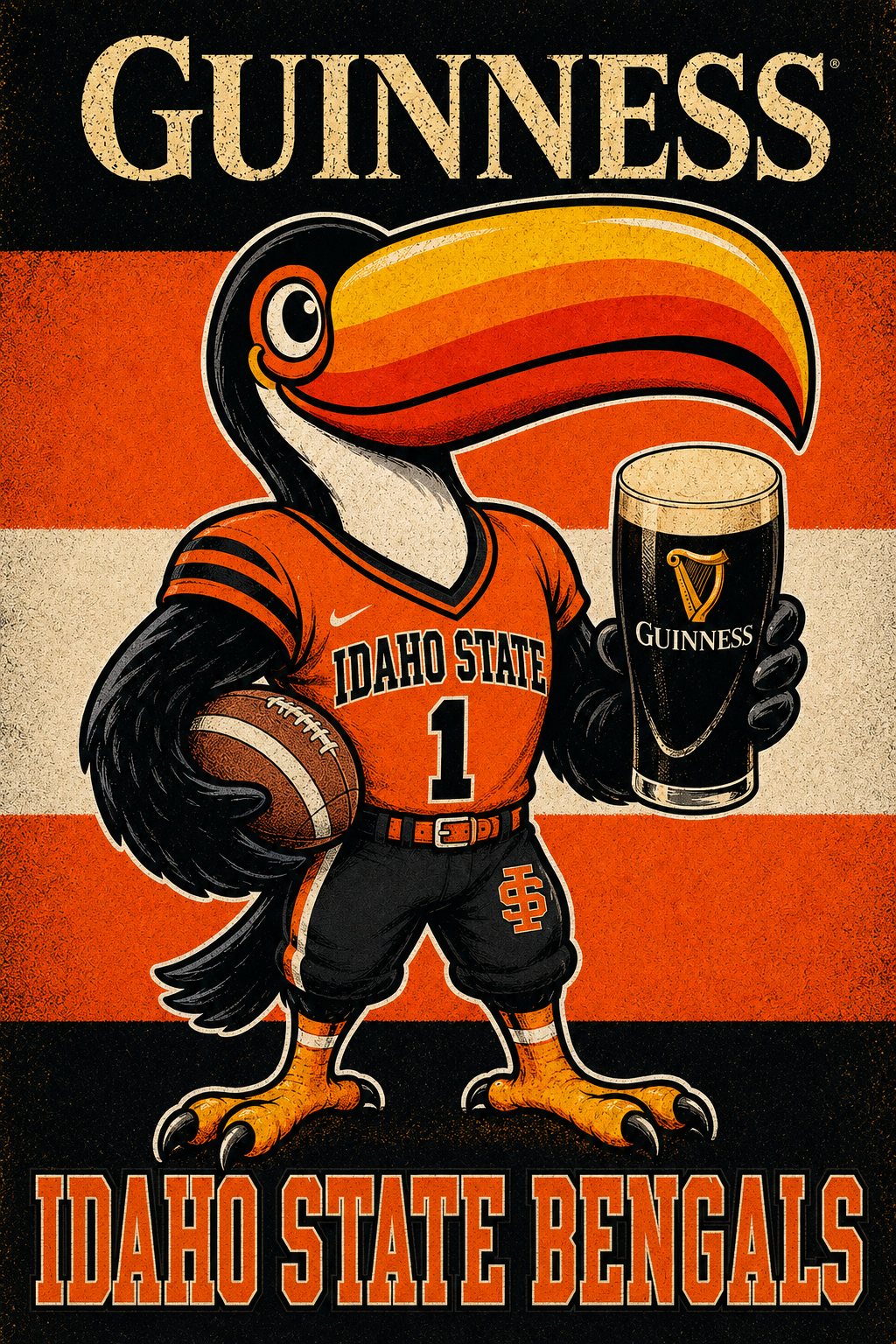 Guinness Idaho State Bengals Toucan Basketball Wall Art