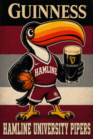 Guinness Hamline University Pipers Basketball Toucan Poster