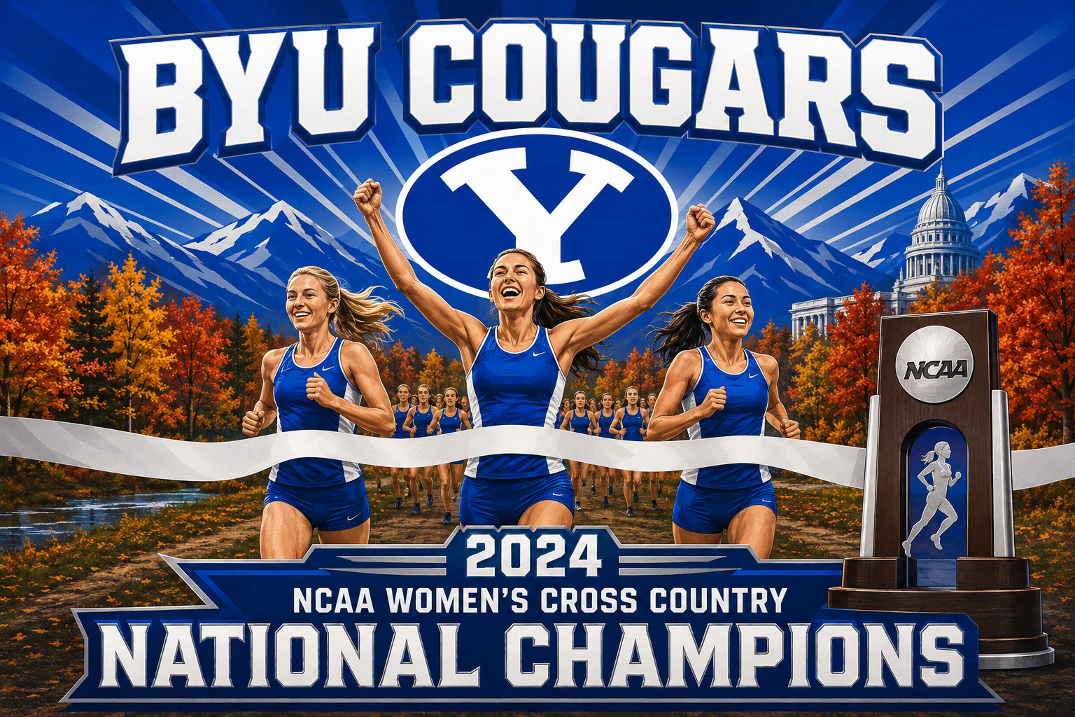 BYU Cougars 2024 Women’s Cross Country National Champions Poster