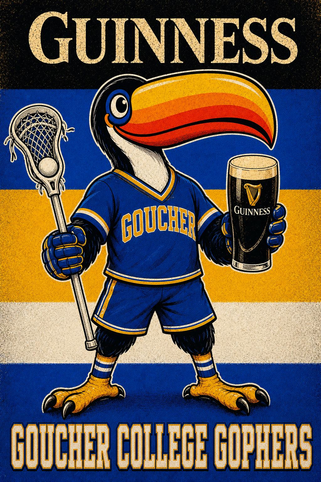 Goucher College Gophers Toucan Lacrosse Wall Art