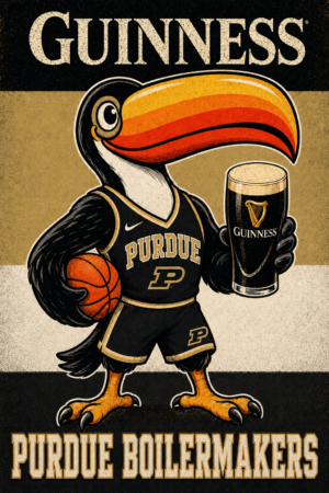 Purdue Boilermakers Pelican Guinness Basketball Wall Art