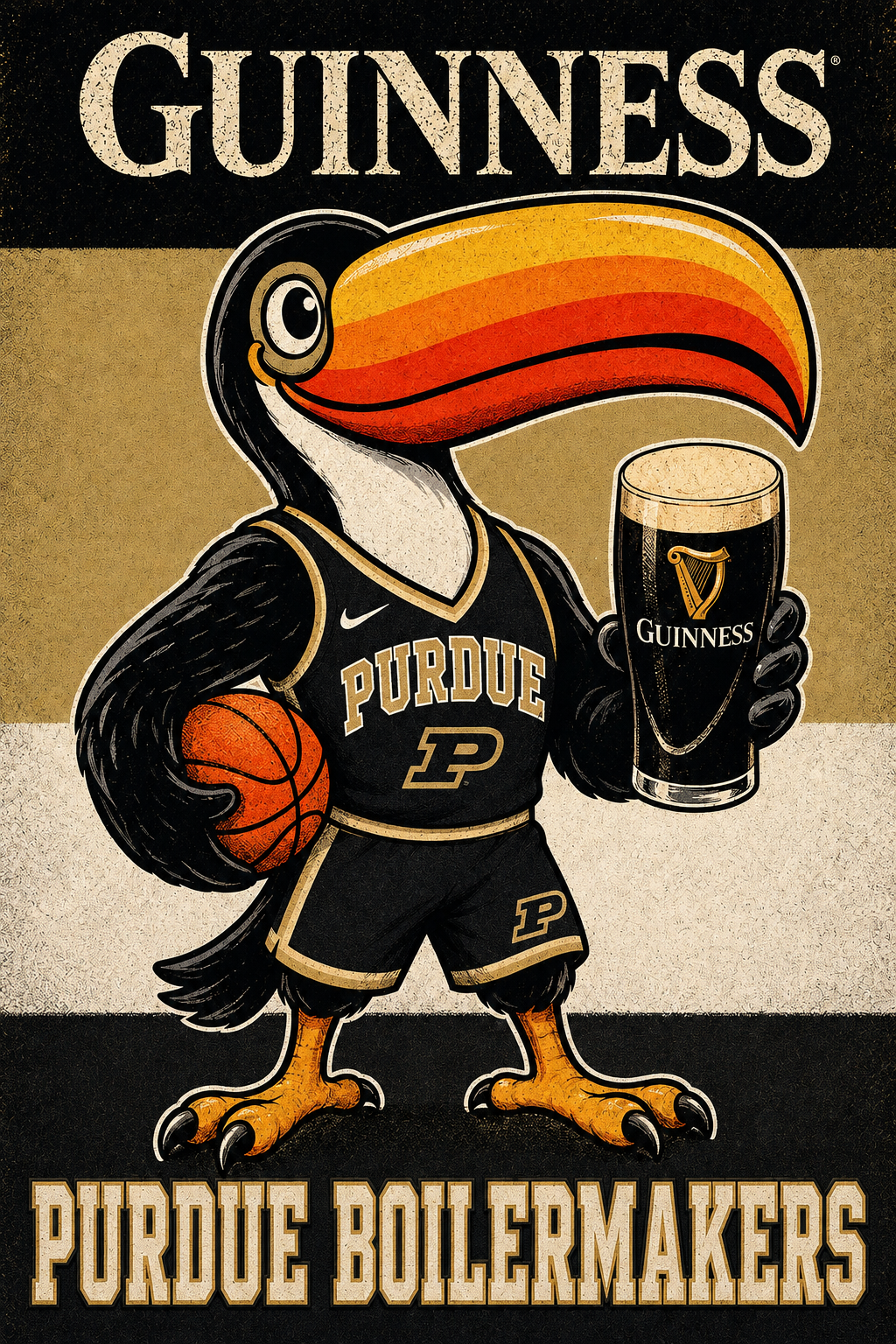 Purdue Boilermakers Pelican Guinness Basketball Wall Art
