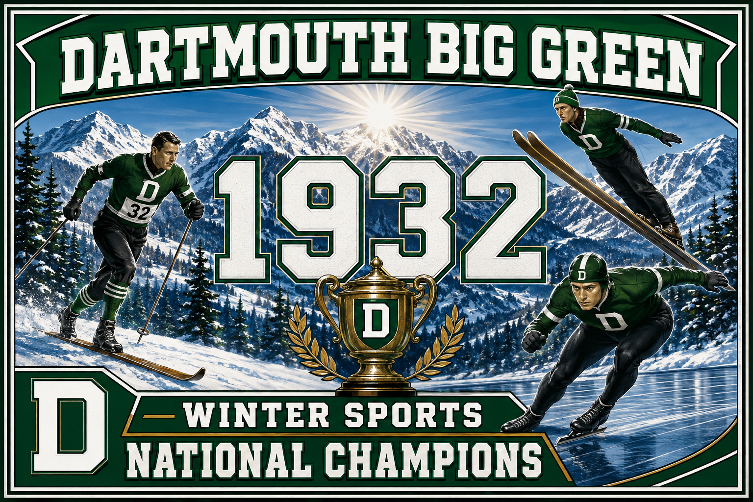 Dartmouth Big Green 1932 Winter Sports Championship Wall Art