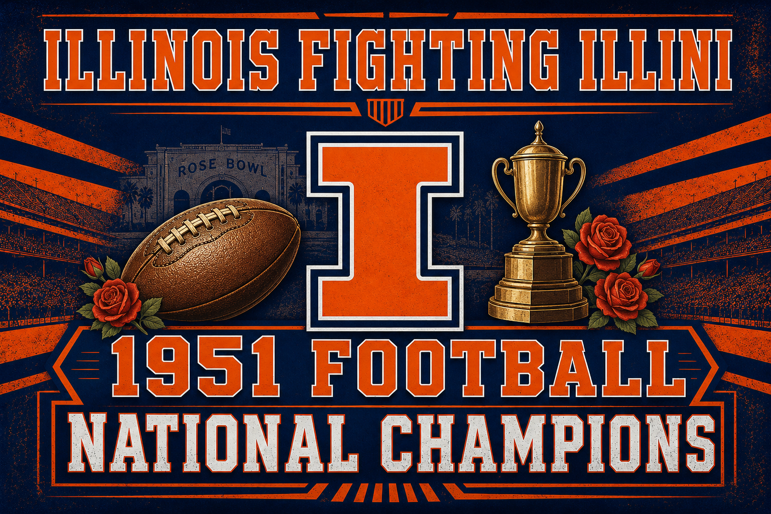 Illinois Fighting Illini 1951 Football National Champions Wall Art
