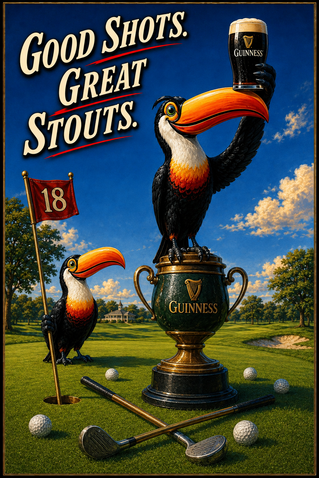 Good Shots Great Stouts Toucan Golf Pub Wall Art