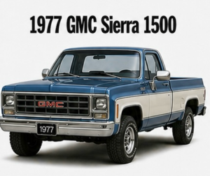 1977 GMC Sierra 1500 Blue and White Pickup Design