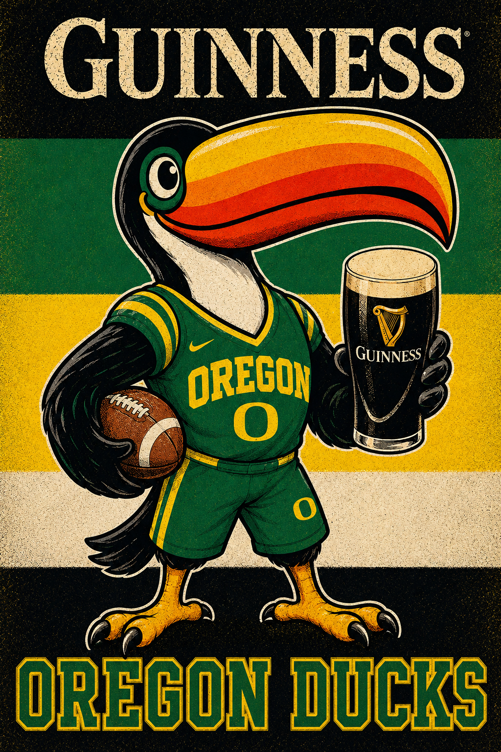 Guinness Oregon Ducks Toucan Vintage-Style Wall Art