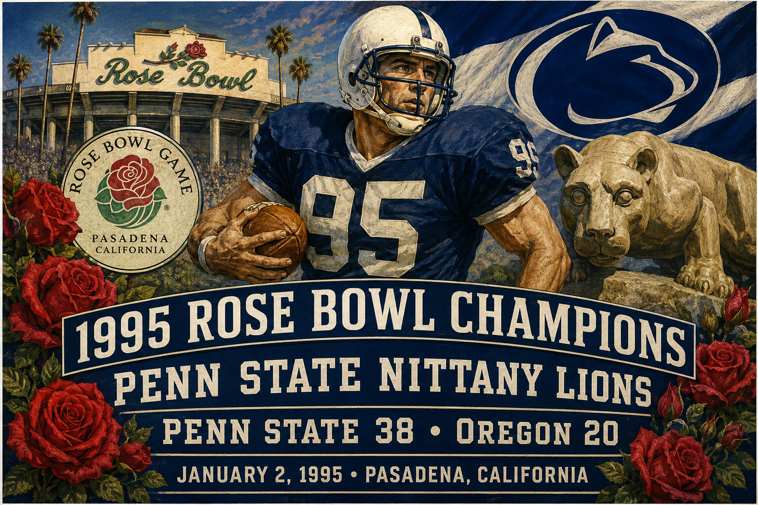 1995 Rose Bowl Penn State Nittany Lions Championship Wall Art