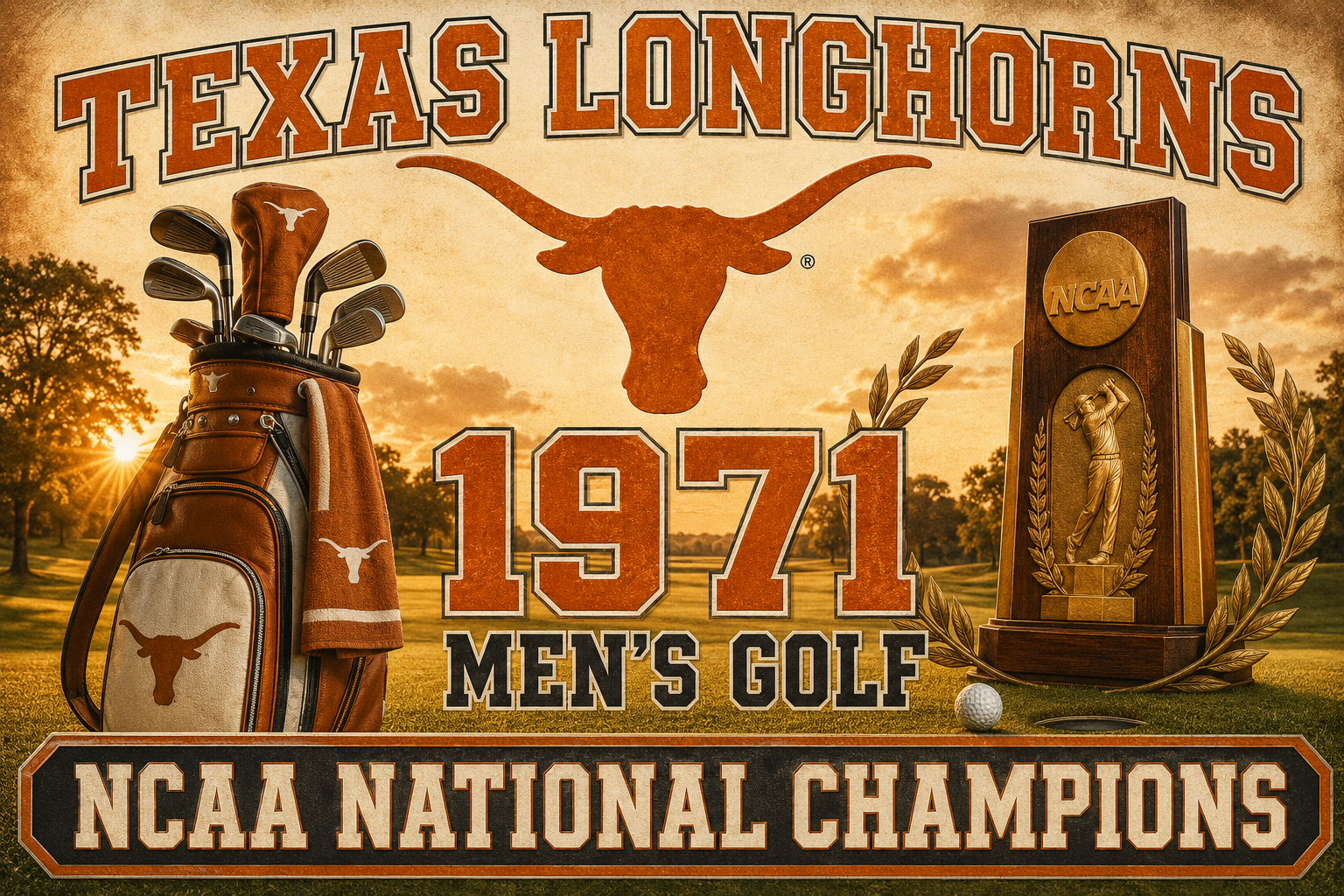 Texas Longhorns 1971 Men’s Golf Championship Wall Art