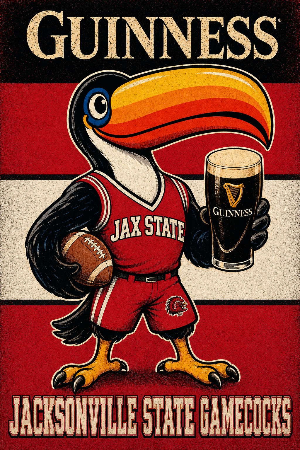 Guinness Jacksonville State Gamecocks Toucan Poster Design