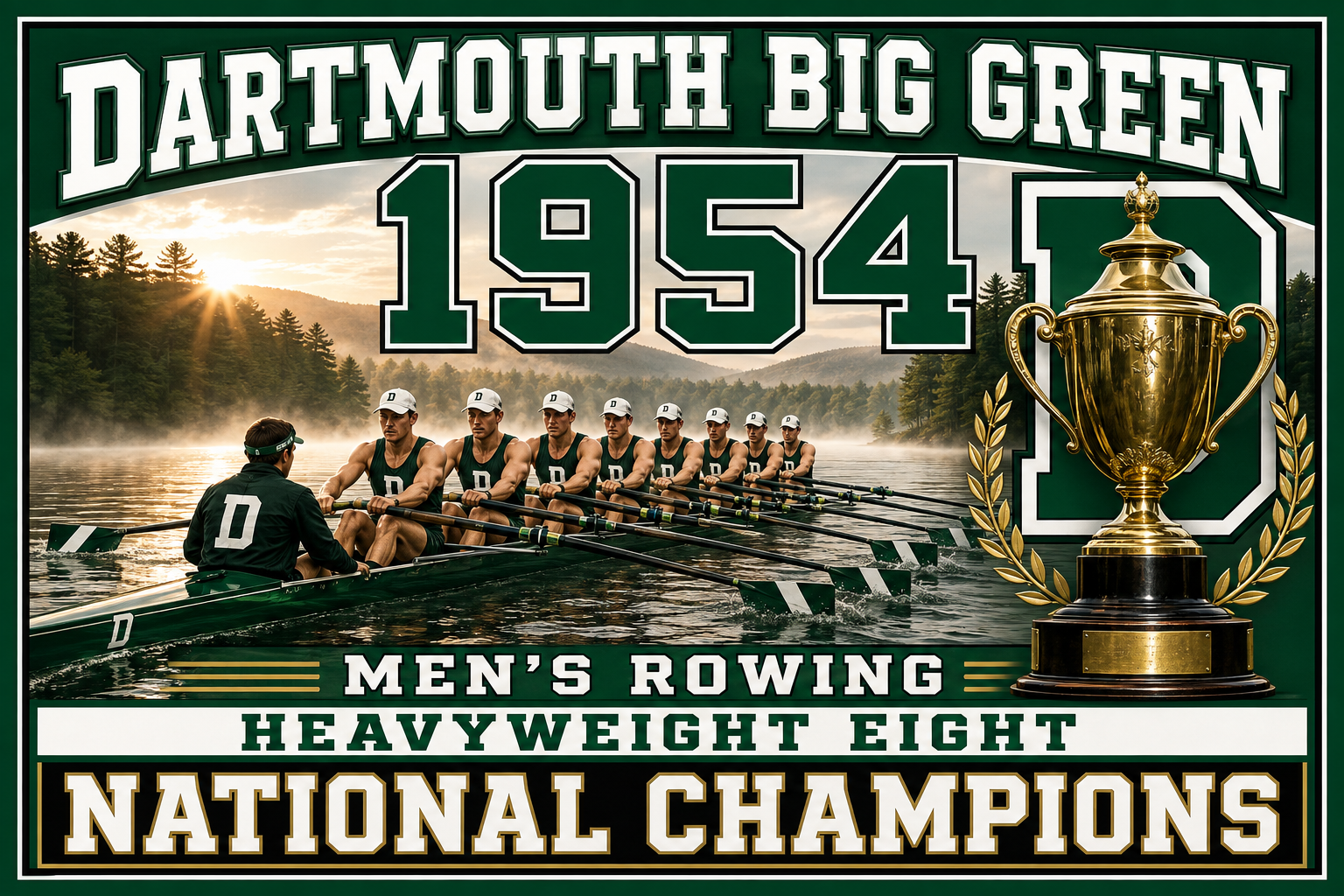 Dartmouth Big Green 1954 Men’s Rowing Champions Wall Art