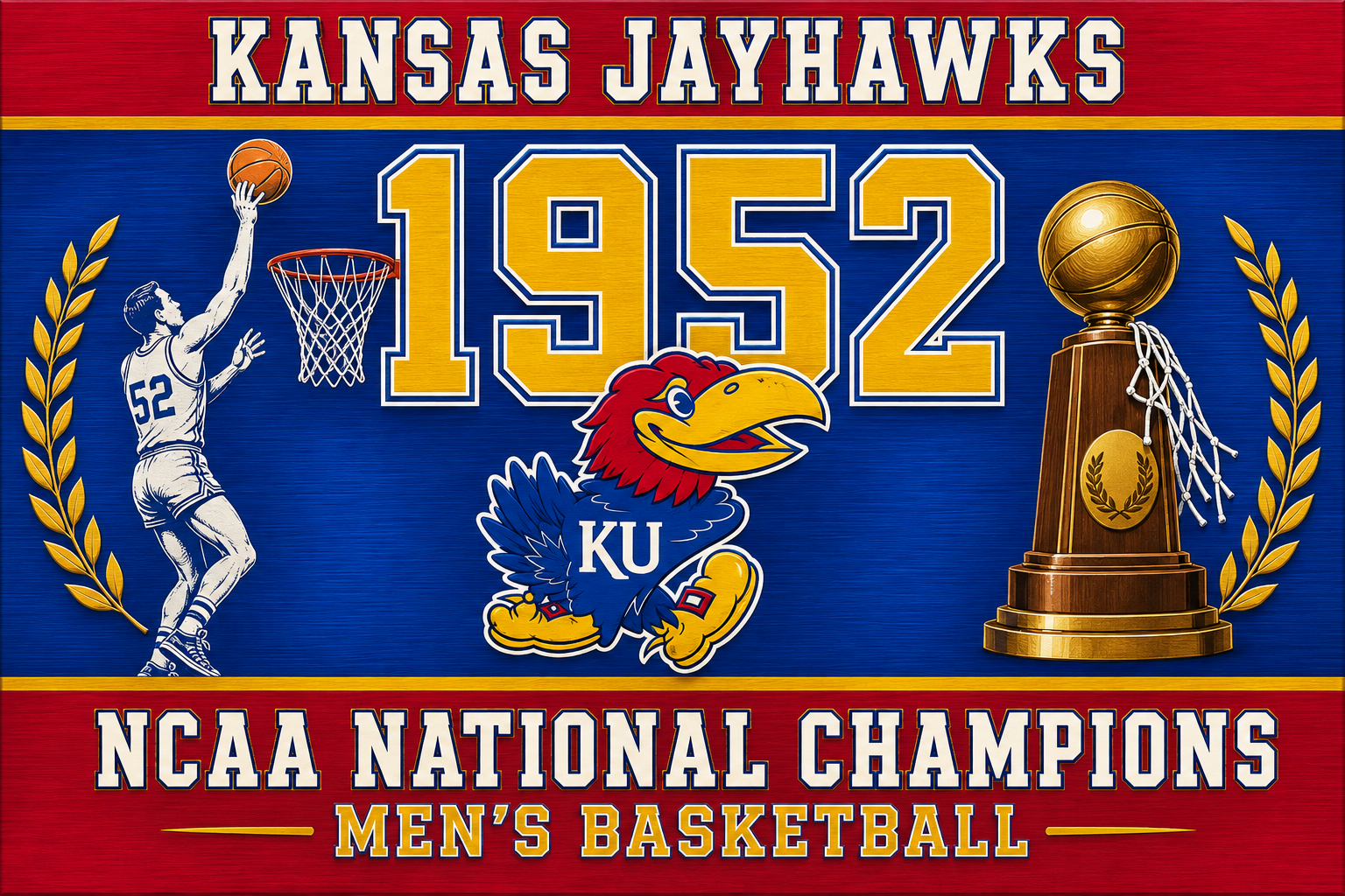 Kansas Jayhawks 1952 Men’s Basketball Championship Wall Art
