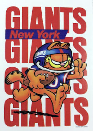 New York Football Cartoon Cat Wall Art Print