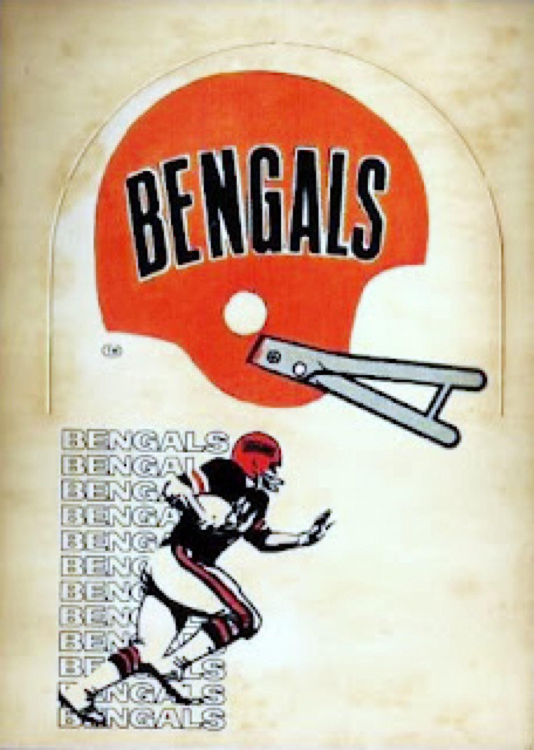 Vintage Bengals Football Helmet and Player Graphic Art